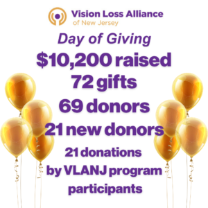 A graphic depicts VLANJ's incredible results from their first annual Day of Giving.