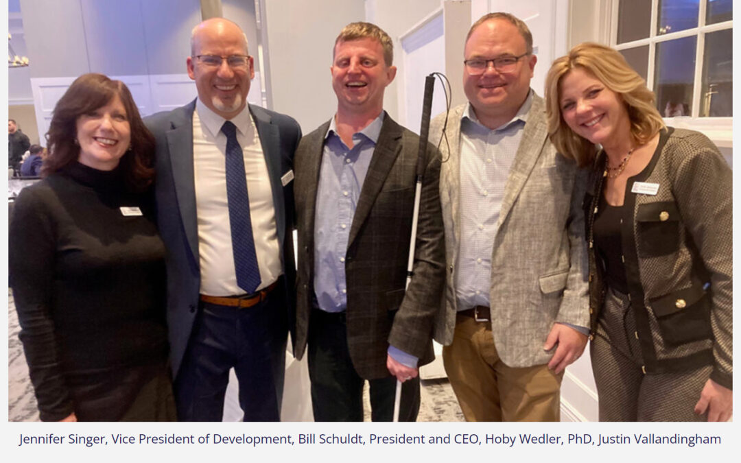 Photo of Jennifer Singer, Vice President of Development, Bill Schuldt, President and CEO, Hoby Wedler, PhD, Justin Vallandingham and Jennifer Santosusso, Development Assistant.